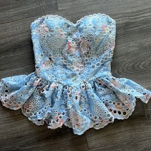 VICI floral strapless top